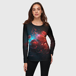 Лонгслив женский Алые розы в ночном лесу, цвет: 3D-принт — фото 2