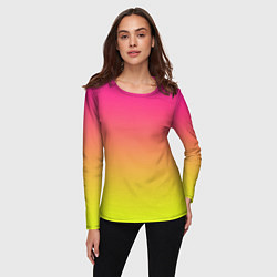 Лонгслив женский Фиолетово-желтый градиент, цвет: 3D-принт — фото 2