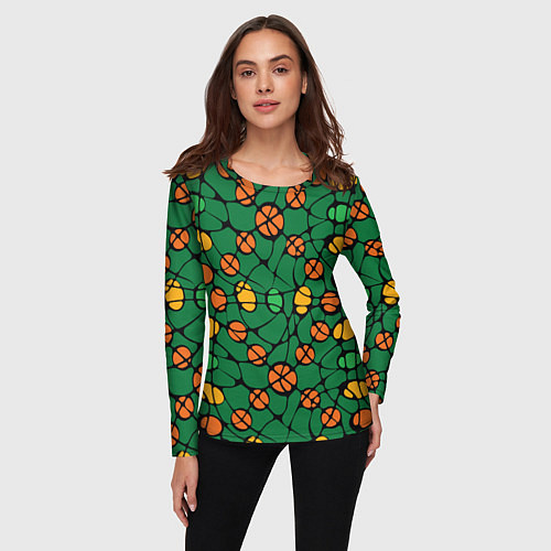 Женский лонгслив Контрастный абстрактный узор / 3D-принт – фото 3