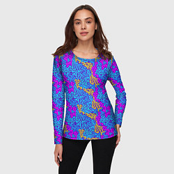 Лонгслив женский Абстрактные психоделические полосы, цвет: 3D-принт — фото 2