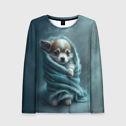 Лонгслив женский Милый щенок в одеяле, цвет: 3D-принт