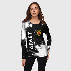 Лонгслив женский Атлет из России и герб РФ: надпись, символ, цвет: 3D-принт — фото 2