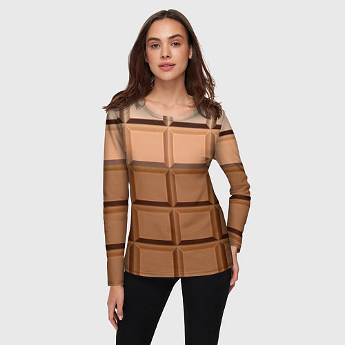 Женский лонгслив Три шоколада - паттерн / 3D-принт – фото 3