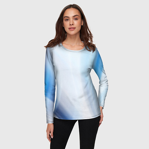 Женский лонгслив Светлые синие и голубые волны / 3D-принт – фото 3