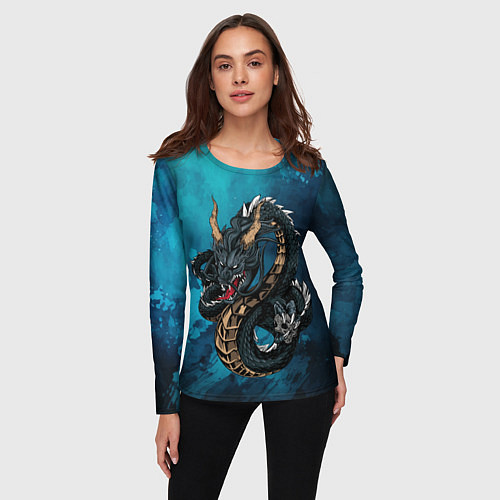 Женский лонгслив Злобный дракон / 3D-принт – фото 3