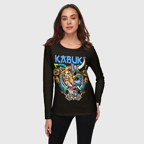 Женский лонгслив Тигр и Самурай / 3D-принт – фото 3