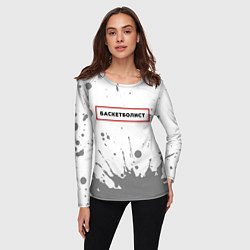 Лонгслив женский Баскетболист в рамке красного цвета, цвет: 3D-принт — фото 2