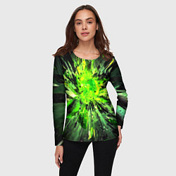 Лонгслив женский Fractal green explosion, цвет: 3D-принт — фото 2
