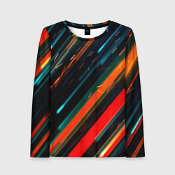 Лонгслив женский Искры огня на полосах, цвет: 3D-принт