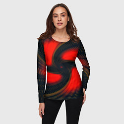 Лонгслив женский Закрученный вихрь - узор красный, цвет: 3D-принт — фото 2