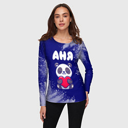 Лонгслив женский Аня панда с сердечком, цвет: 3D-принт — фото 2