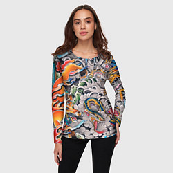 Лонгслив женский Иредзуми: дракон и лис, цвет: 3D-принт — фото 2