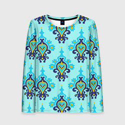 Лонгслив женский Светло-синий паттерн из ламп, цвет: 3D-принт
