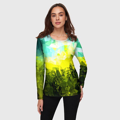 Женский лонгслив Green abstract colors / 3D-принт – фото 3
