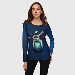 Лонгслив женский Космонавт с кружкой, цвет: 3D-принт — фото 2