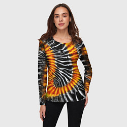 Лонгслив женский Tie dye - тай дай в черно белую полоску, цвет: 3D-принт — фото 2