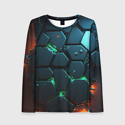 Лонгслив женский Плиты с зеленым неоновым светом, цвет: 3D-принт