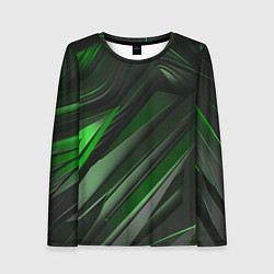 Женский лонгслив Green black abstract