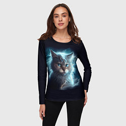 Лонгслив женский Котик с молниями, цвет: 3D-принт — фото 2