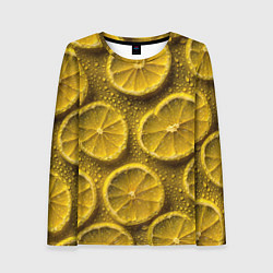 Лонгслив женский Сочный паттерн из долек лимона, цвет: 3D-принт