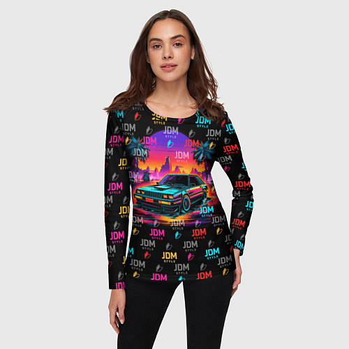 Женский лонгслив JDM neon style / 3D-принт – фото 3