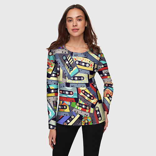 Женский лонгслив Касеты 80-е / 3D-принт – фото 3