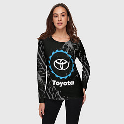 Лонгслив женский Toyota в стиле Top Gear со следами шин на фоне, цвет: 3D-принт — фото 2