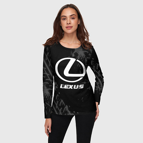 Женский лонгслив Lexus speed на темном фоне со следами шин / 3D-принт – фото 3