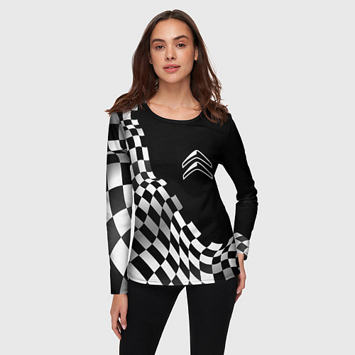 Женский лонгслив Citroen racing flag / 3D-принт – фото 3