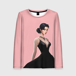 Лонгслив женский Girl in black dress - pink, цвет: 3D-принт