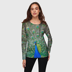 Лонгслив женский Величественный павлин, цвет: 3D-принт — фото 2