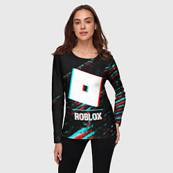 Лонгслив женский Roblox в стиле glitch и баги графики на темном фон, цвет: 3D-принт — фото 2