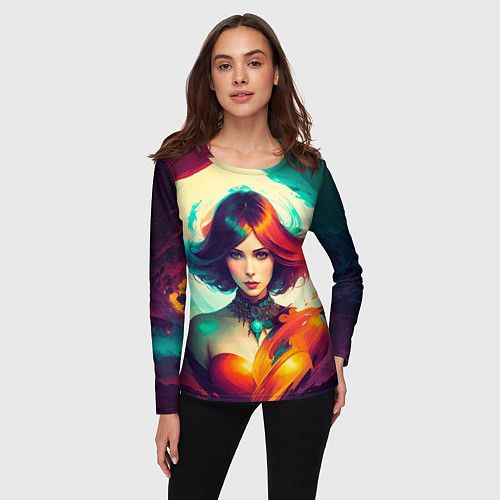 Женский лонгслив Сюрреалистическая композиция / 3D-принт – фото 3