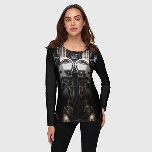 Женский лонгслив Металлическое тело робота / 3D-принт – фото 3