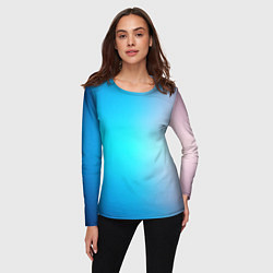 Лонгслив женский Градиент из голубого в розовый, цвет: 3D-принт — фото 2