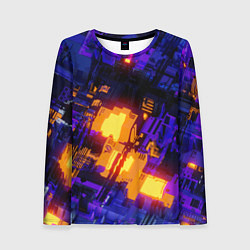 Лонгслив женский Фиолетовая и оранжевая схема, цвет: 3D-принт