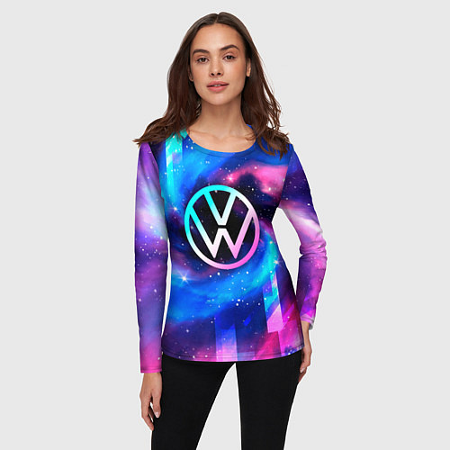 Женский лонгслив Volkswagen неоновый космос / 3D-принт – фото 3