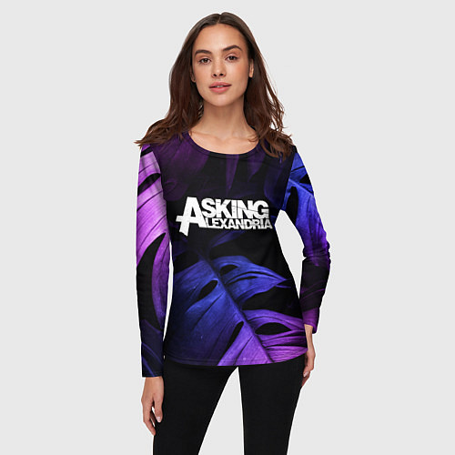 Женский лонгслив Asking Alexandria neon monstera / 3D-принт – фото 3