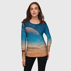Лонгслив женский Пустыня и очертания планеты, цвет: 3D-принт — фото 2
