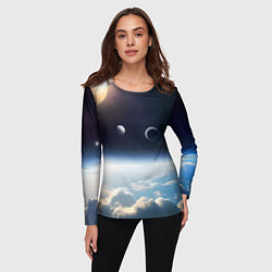 Лонгслив женский Космос и планета Сатурн, цвет: 3D-принт — фото 2