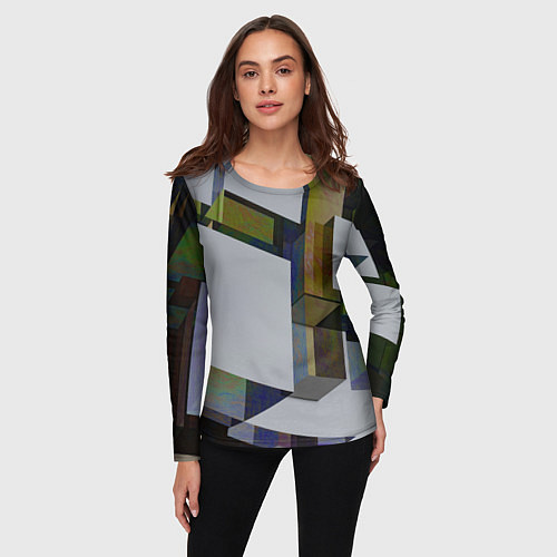 Женский лонгслив Геометрический коллапс / 3D-принт – фото 3
