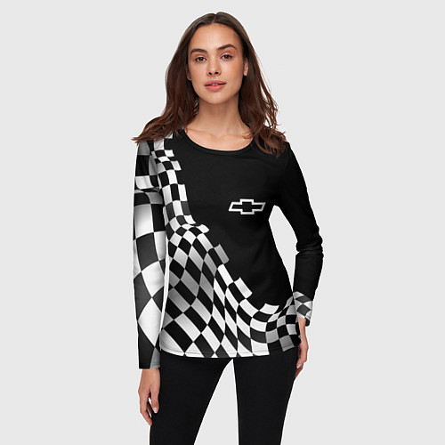 Женский лонгслив Chevrolet racing flag / 3D-принт – фото 3