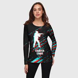 Лонгслив женский Counter Strike в стиле glitch и баги графики на те, цвет: 3D-принт — фото 2