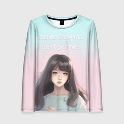Лонгслив женский Девушка аниме в пастельных оттенках, цвет: 3D-принт