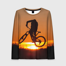 Лонгслив женский Велосипедист на закате, цвет: 3D-принт