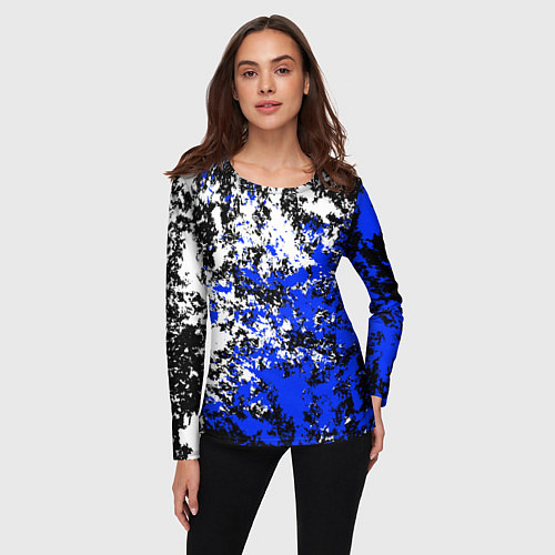 Женский лонгслив Белая и синяя краска / 3D-принт – фото 3
