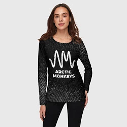 Лонгслив женский Arctic Monkeys с потертостями на темном фоне, цвет: 3D-принт — фото 2