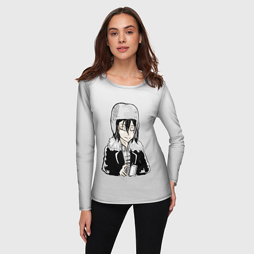 Женский лонгслив Достоевский и чашка кофе / 3D-принт – фото 3