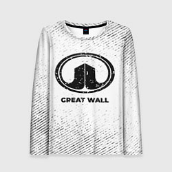 Лонгслив женский Great Wall с потертостями на светлом фоне, цвет: 3D-принт