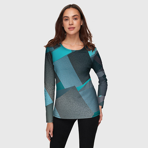 Женский лонгслив Абстрактные ребристые кубы / 3D-принт – фото 3